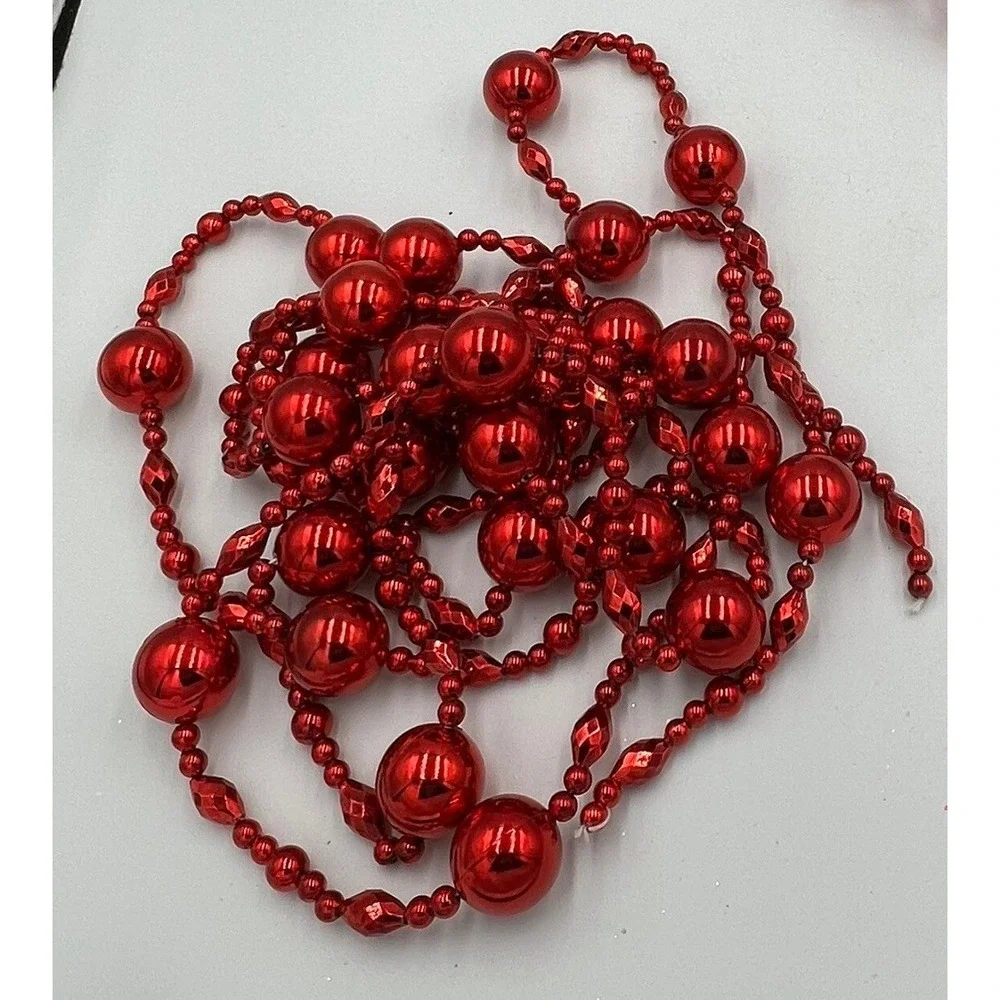 Christmas Garland Unisex 12ft Red NWOT Metallic Beaded Decor